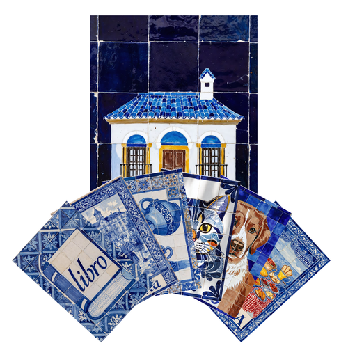 Spanish Tile Words Casa Comida Perro Gato Agua Escuela Libro 7 Poster Set — 7 Prints 12x18 Inch US Made