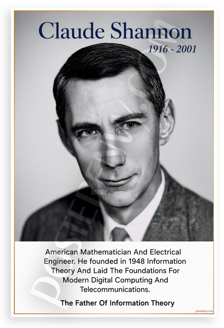 Claude Shannon Information Theory Founder 12"x18" US Made Poster