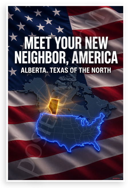 Alberta Texas of the North Patriotic USA Canada 12x18 US Made Poster