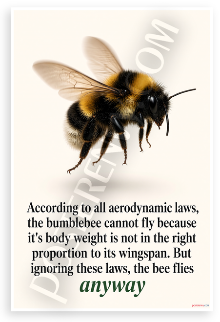 Bumblebee Flying Quote Motivational 12"x18" US Made Poster