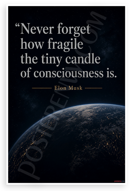 Elon Musk "Never Forget How Fragile" Inspirational 12"x18" US Made Poster