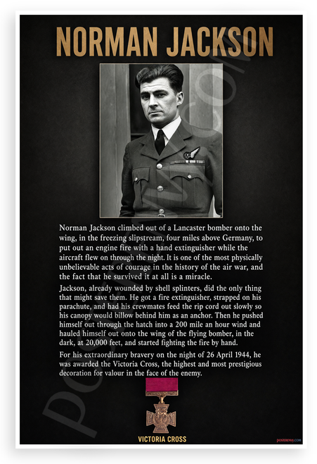 Norman Jackson Victoria Cross Lancaster Bomber Hero 12x18 US Made Poster
