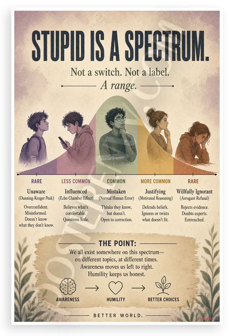 Stupid Is a Spectrum Educational Psychology 12"x18" US Made Poster