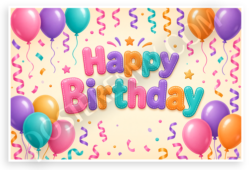Happy Birthday Colorful Balloons Celebration 12"x18" US Made Poster