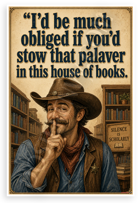 Cowboy "I'd Be Much Obliged If You'd Stow That Palaver" Library Quote 12"x18" US Made Poster