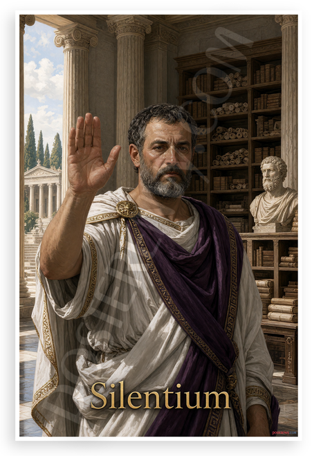 Silentium Library Roman Scholar Inspirational 12x18 US Made Poster