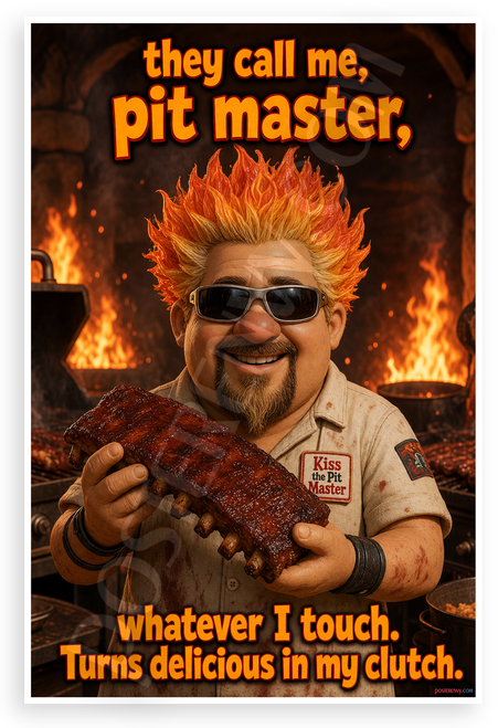 Pit Master "They Call Me Pit Master" BBQ Grill 12"x18" US Made Poster