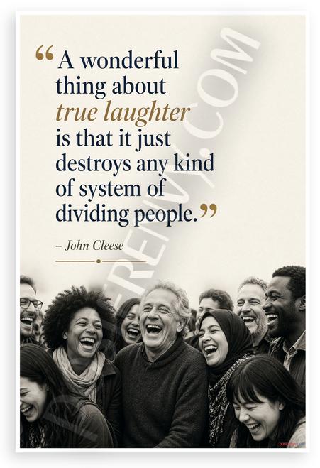 John Cleese "True Laughter Destroys Dividing People" Inspirational 12"x18" US Made Poster