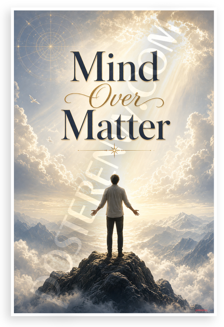Mind Over Matter Motivational Mountain Landscape 12"x18" US Made Poster
