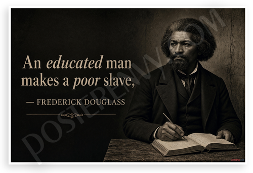 Frederick Douglass Educated Man Quote Historical 12"x18" US Made Poster