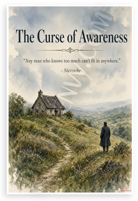 Nietzsche Curse of Awareness Quote Philosophical 12x18 US Made Poster