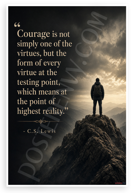 C.S. Lewis Courage Is Not Simply One of the Virtues Quote 12"x18" US Made Poster