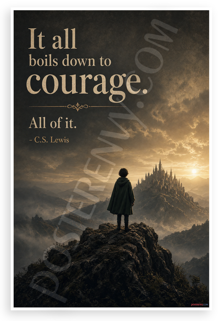 C.S. Lewis "It All Boils Down to Courage" Inspirational 12"x18" US Made Poster