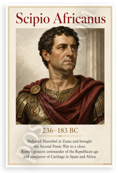 Scipio Africanus 236-183 BC Roman General Historical 12"x18" US Made Poster
