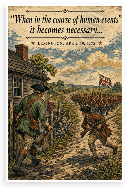 Lexington Minutemen 'When in the Course of Human Events' Revolutionary War 12"x18" US Made Poster