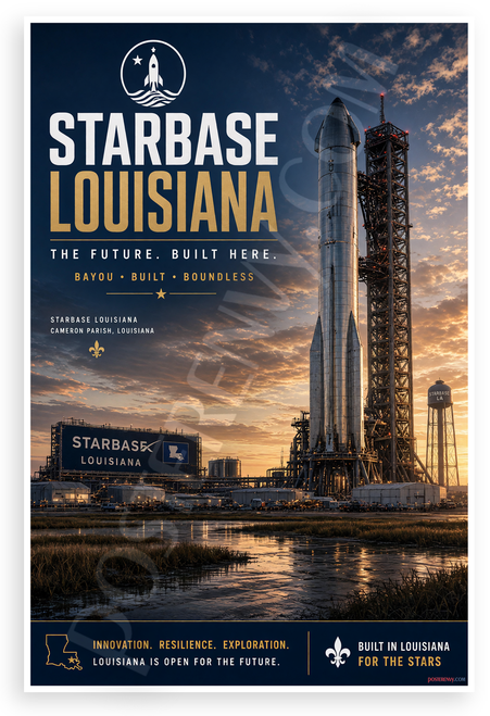 Starbase Louisiana Space Launch Site 12"x18" US Made Poster