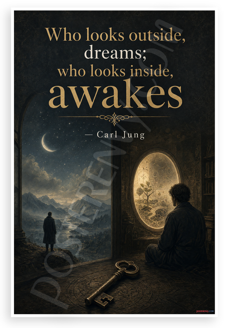 Carl Jung "Who Looks Outside Dreams Who Looks Inside Awakes" Inspirational 12"x18" US Made Poster