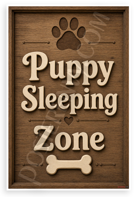 Puppy Sleeping Zone Dog Sign 12"x18" US Made Poster