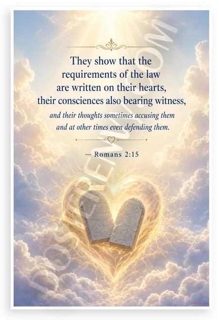 Romans 2:15 Bible Verse Heart Law Written Conscience 12x18 US Made Poster