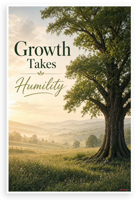 Growth Takes Humility Inspirational Tree Landscape 12"x18" US Made Poster