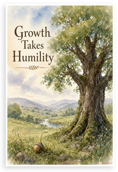 Growth Takes Humility Motivational Watercolor Tree 12x18 US Made Poster