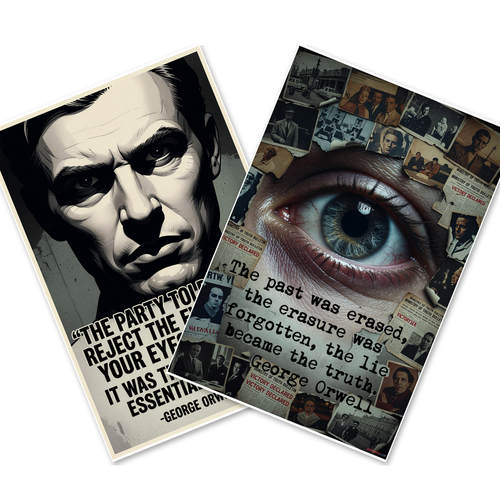 George Orwell 1984 — 2 Poster Set — The Party Told You to Reject the Evidence, The Past Was Erased — 12x18 Inch | Made in USA