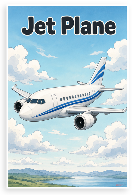 Jet Plane Illustrated Aviation 12"x18" US Made Poster