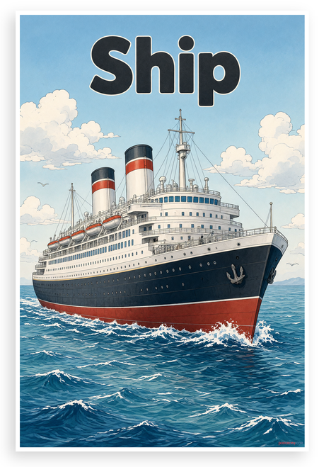 Ocean Liner Illustration 12"x18" US Made Poster