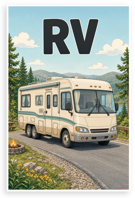 RV Motorhome Adventure Travel Nature 12"x18" US Made Poster