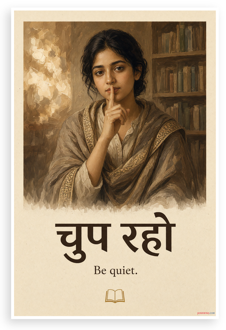 Chup Raho Be Quiet Indian Classical Reader Library Poster 12"x18" US Made Poster