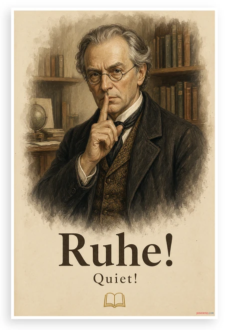 German Professor Ruhe Quiet Library Portrait 12x18 US Made Poster