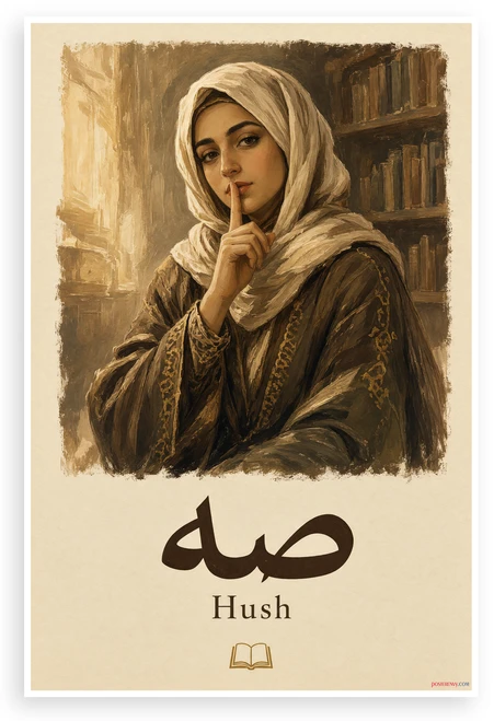 Arabic Hush Library Reader Quiet Shush Poster 12"x18" US Made Poster