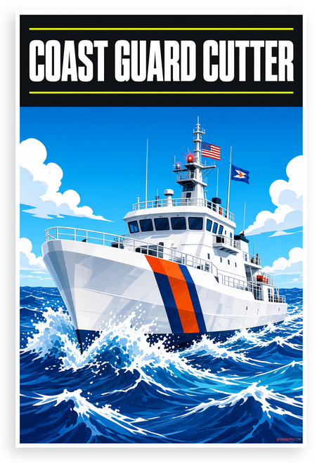 Coast Guard Cutter Ocean Rescue Maritime 12"x18" US Made Poster