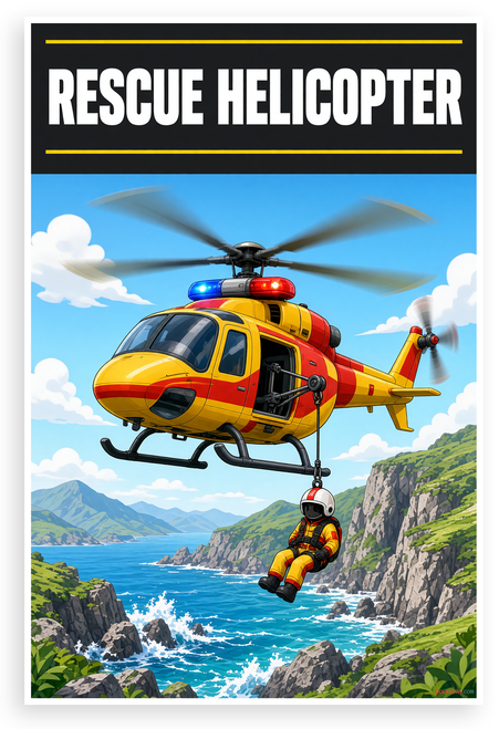 Rescue Helicopter Air Rescue Action 12"x18" US Made Poster