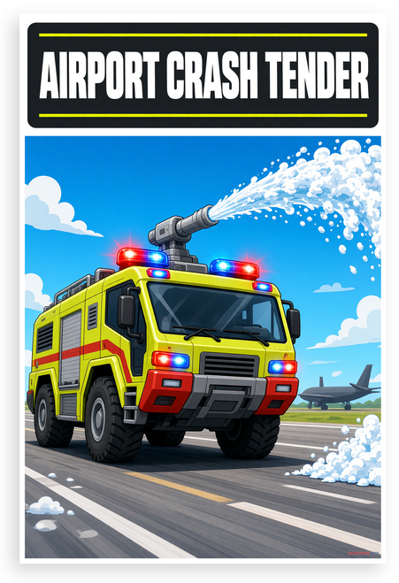 Airport Crash Tender Fire Truck Rescue 12"x18" US Made Poster
