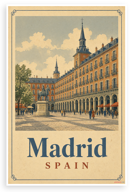 Madrid Spain Vintage Travel Poster 12x18 US Made Poster