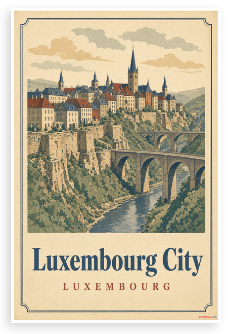 Luxembourg City Vintage Travel Poster 12x18 US Made Poster