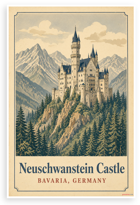 Neuschwanstein Castle Bavaria Germany Travel 12"x18" US Made Poster