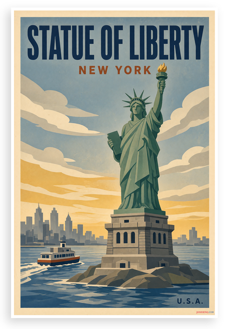 Statue of Liberty New York Travel Poster 12"x18" US Made Poster