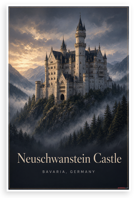 Neuschwanstein Castle Bavaria Germany Travel 12"x18" US Made Poster