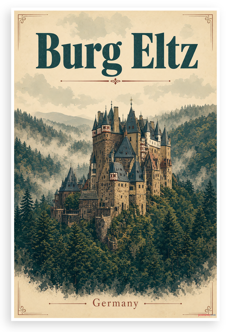 Burg Eltz Germany Vintage Travel Poster 12"x18" US Made Poster