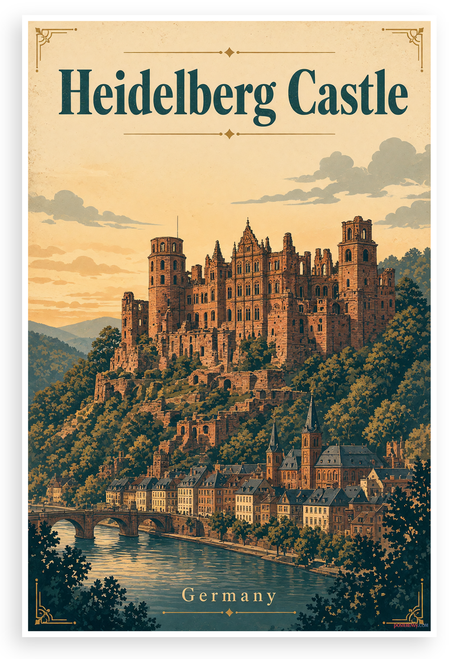 Heidelberg Castle Germany Vintage Travel 12"x18" US Made Poster