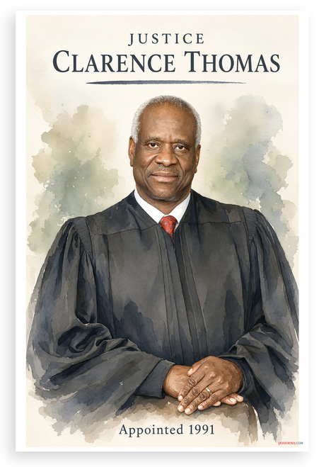 Justice Clarence Thomas Appointed 1991 Portrait 12"x18" US Made Poster