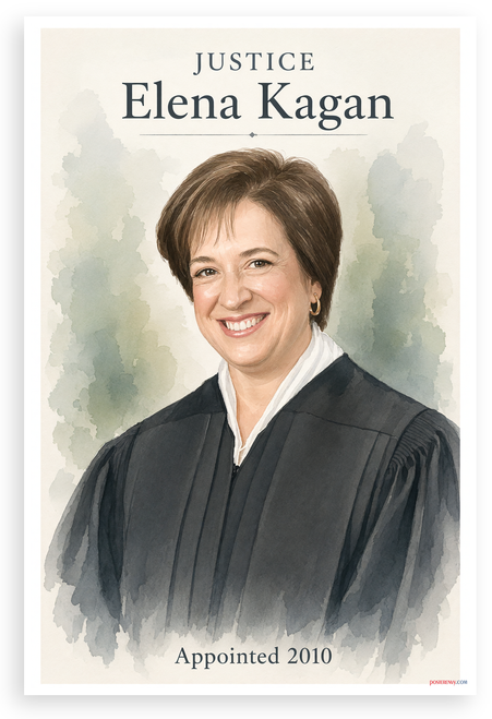 Justice Elena Kagan Portrait Appointed 2010 12"x18" US Made Poster