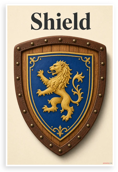 Shield Medieval Heraldic Lion Crest 12"x18" US Made Poster