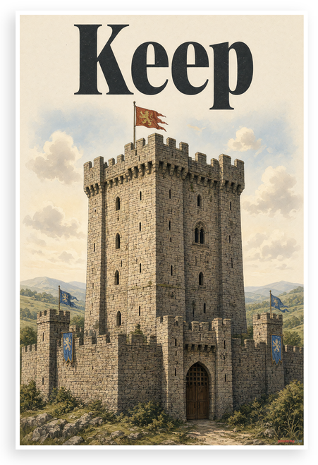 Keep Medieval Castle Stone Tower Architecture 12"x18" US Made Poster