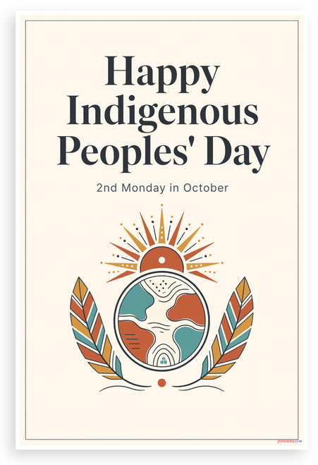 Happy Indigenous Peoples' Day 2nd Monday in October 12"x18" US Made Poster