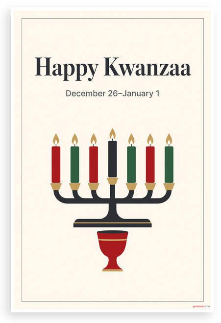 Happy Kwanzaa December 26 January 1 Holiday Celebration 12"x18" US Made Poster