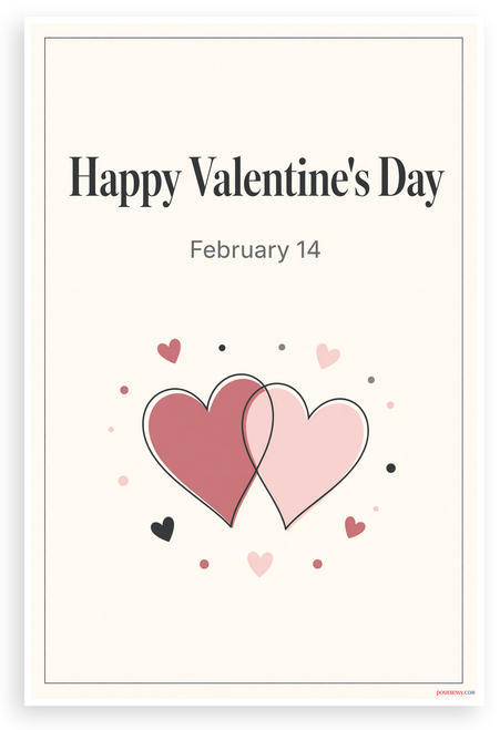 Happy Valentine's Day February 14 Hearts 12"x18" US Made Poster