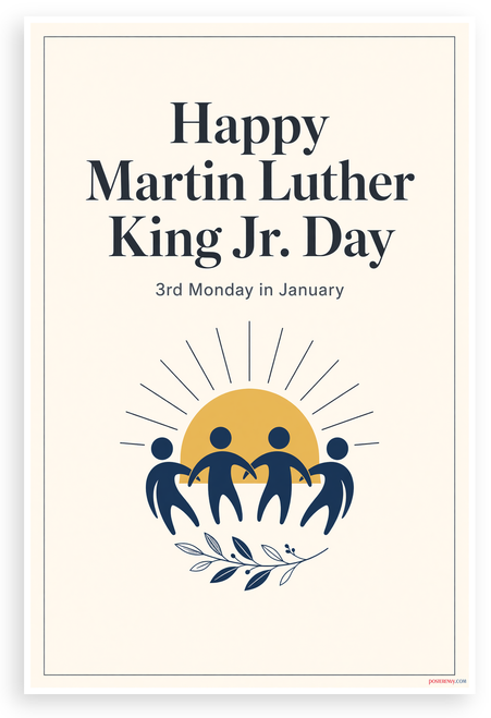 Martin Luther King Jr. Day Happy 3rd Monday January 12"x18" US Made Poster